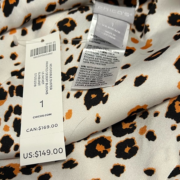 New with tag Chicos boho kimono jacket burnt orange with leopard floral accents - Picture 6 of 6